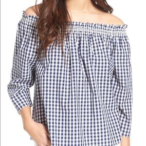 Madewell smocked gingham top